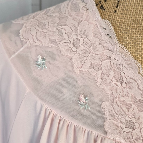 Shadowline Lrge Nightgown + Robe Set Pink Lace Elegant Nightwear Vintage 80s NWT - Picture 11 of 14